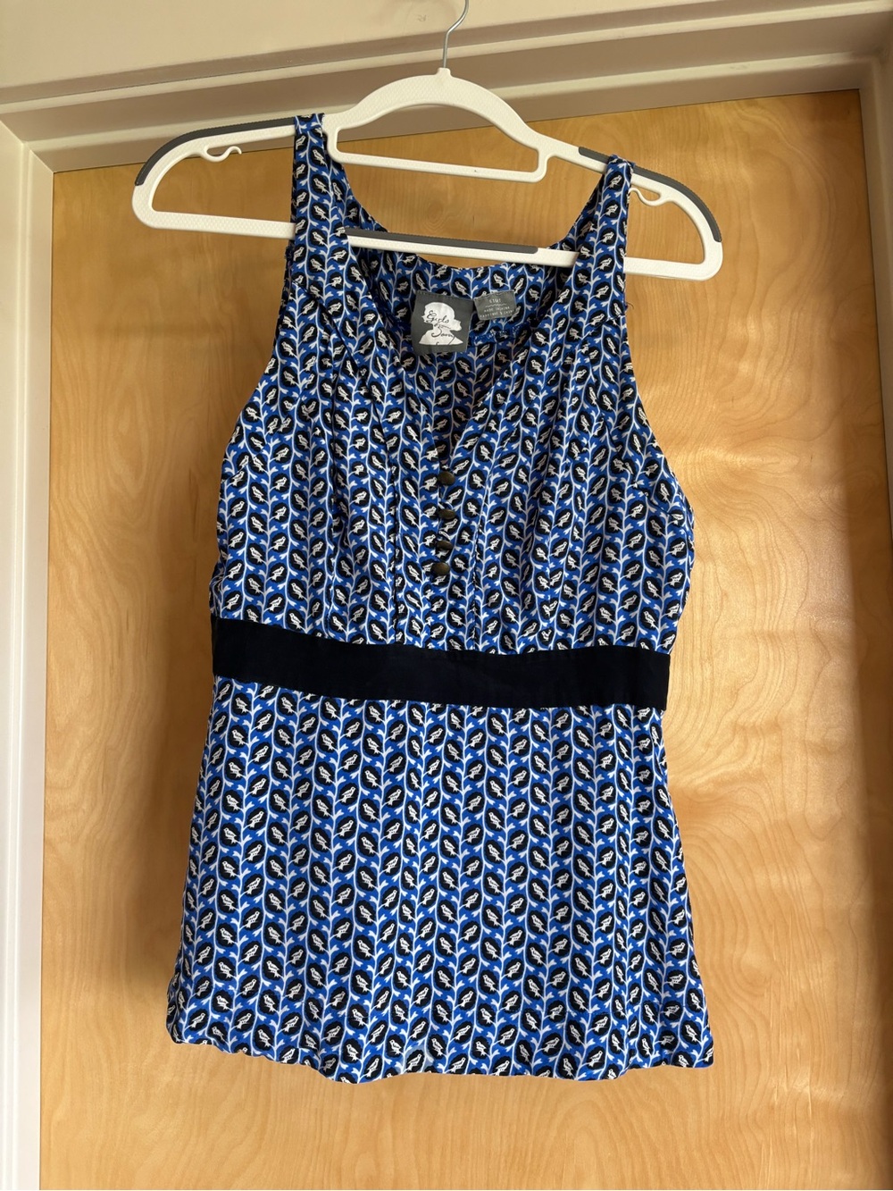 Girls from Savoy Anthropologie Blue Bird Print Silk Halter Blouse Top Sz 8